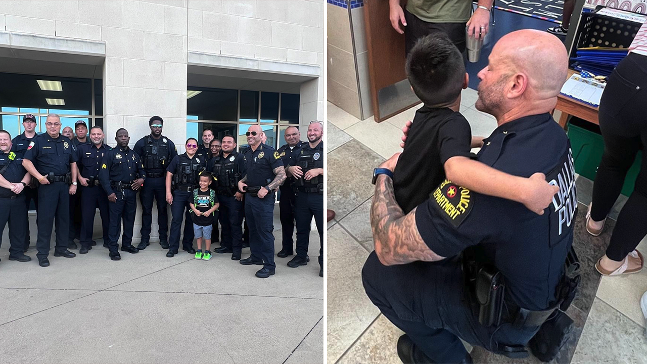 Texas police escort late officer’s son to first day of school